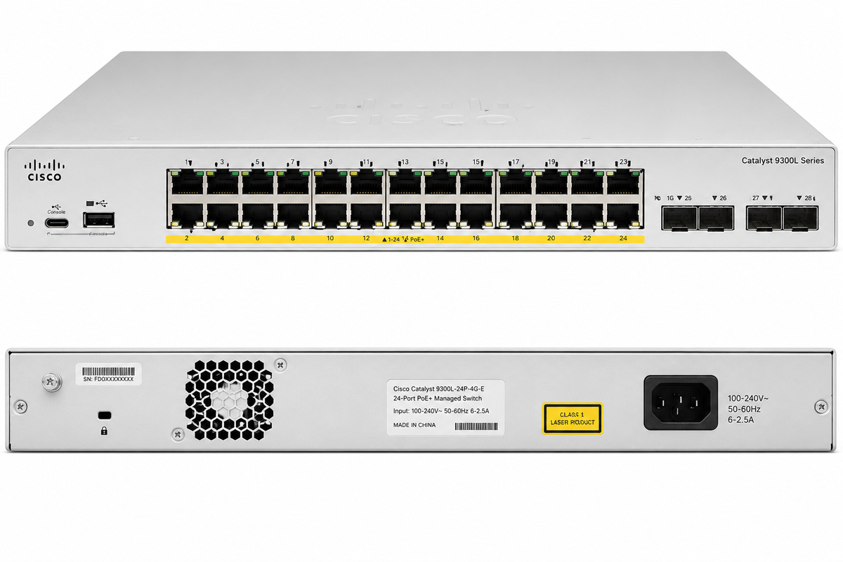 Cisco Catalyst C9300L-24P-4G-E 24-Port PoE+ Managed Switch 4x 1G SFP