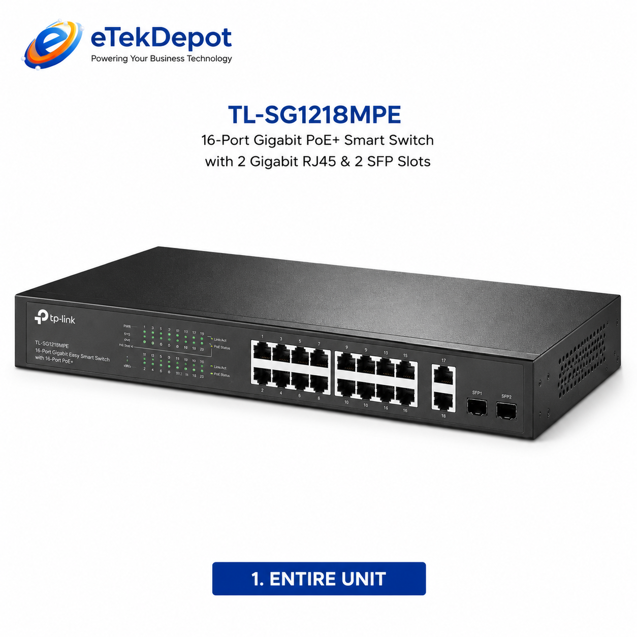 TP-Link JetStream 18-Port Gigabit Easy Smart Switch with 16-Port PoE+