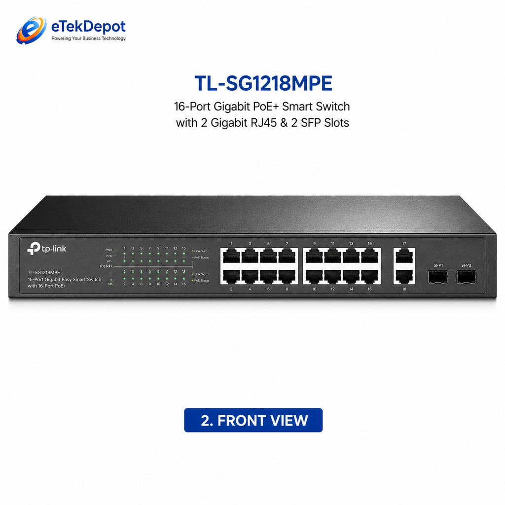 TP-Link JetStream 18-Port Gigabit Easy Smart Switch with 16-Port PoE+